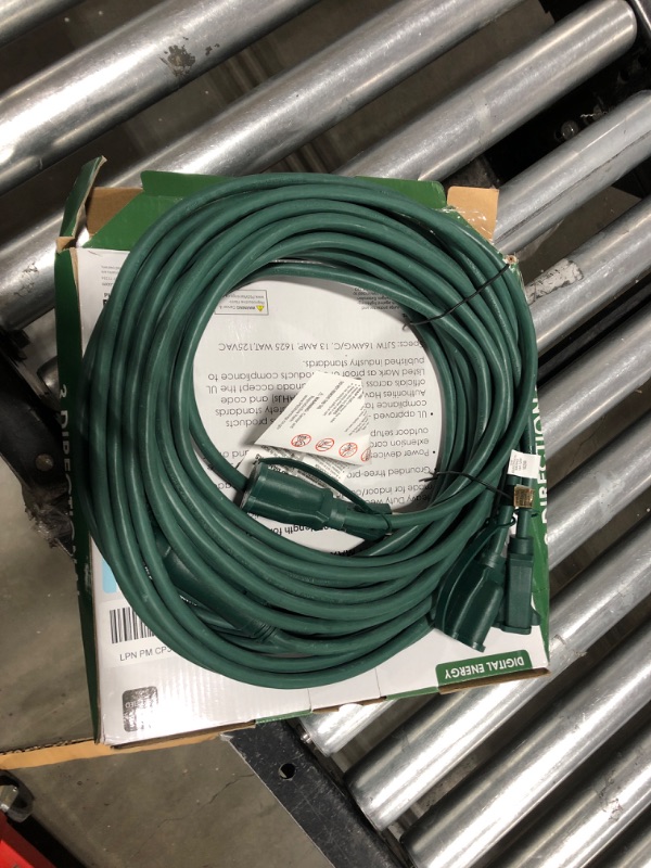 Photo 2 of 3 Direction 50 Ft Extension Cord 1 to 3 Splitter Multi Outlet Weatherproof SJTW 16AWG Wire, 30ft Reach End to Plug, Indoor Outdoor, Landscaping, Christmas Trees and Lighting, UL Listed 20FT+10FT(x3)