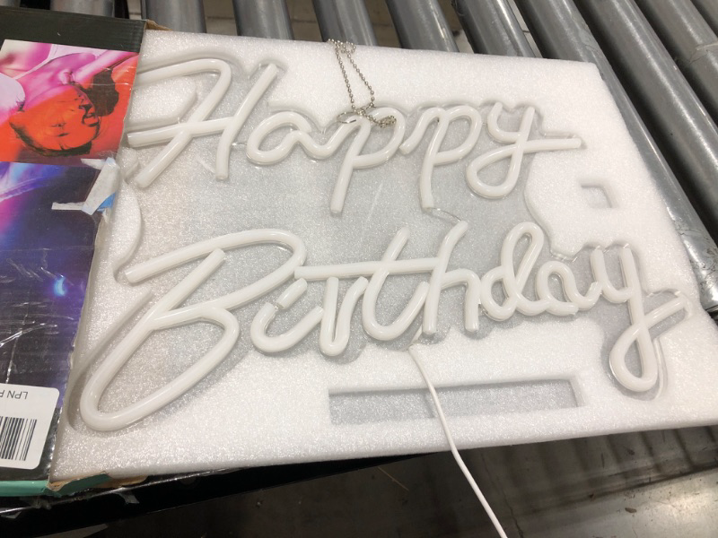 Photo 1 of Happy Birthday Neon Sign Dimmable Neon Happy Birthday Sign 16.5x12 in Happy Birthday Neon Light Sign Neon Light Sign for Birthday Party Decoration USB Powered Kids Gift with Switch(Warm White) A-warm White