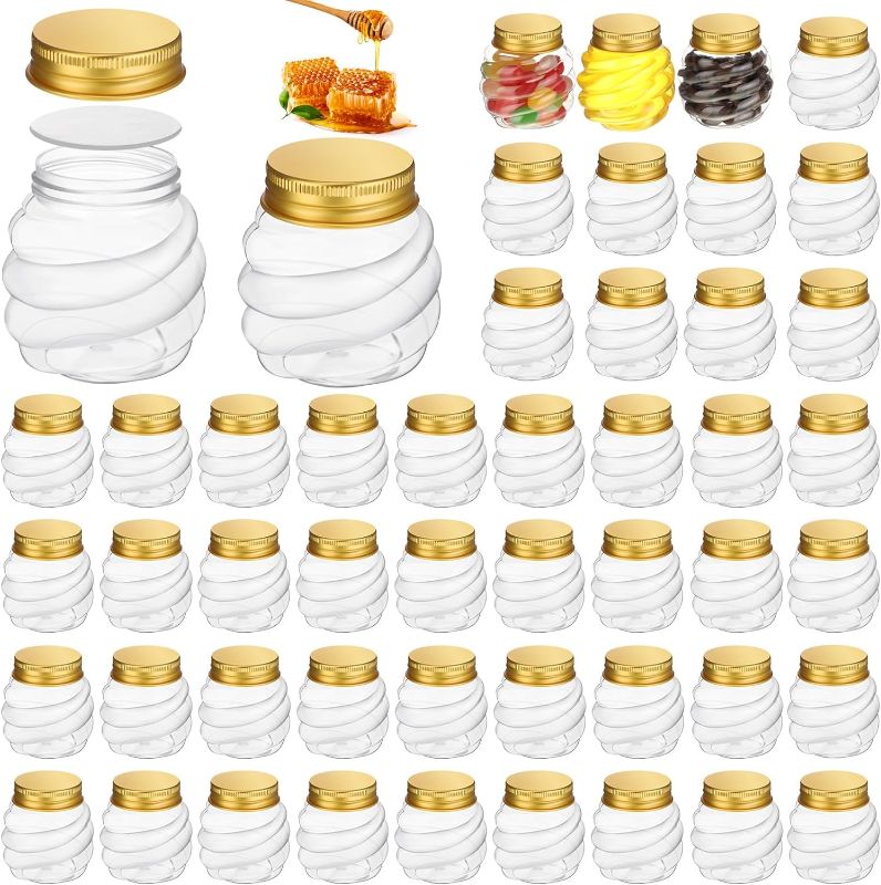 Photo 1 of 
Suclain 50 Pcs 2 oz Honeycomb Plastic Jars with Gold Lids Mini Honey Jars Wide Mouth Canning Jars Small Spice Jars for Party Wedding Favors, Baby Shower DIY...