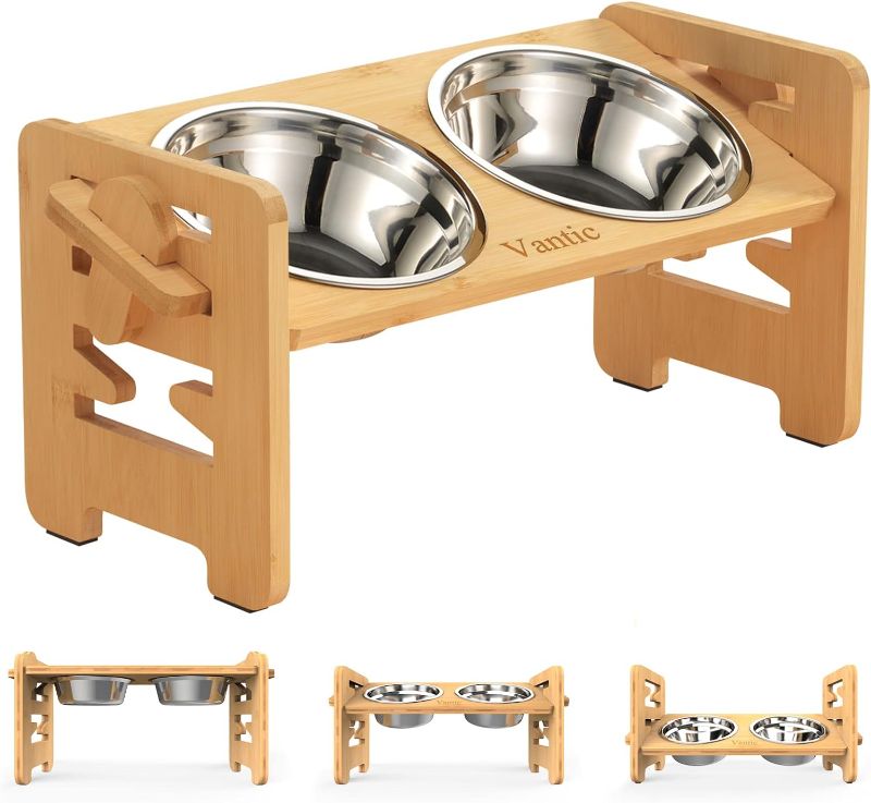 Photo 1 of  Elevated Pet Feeder(7" Tall),Raised Dog Bowls,Elevated Dog Feeder with 2 Stainless Steel Bowls for Food and Water,for Medium/Large Dogs