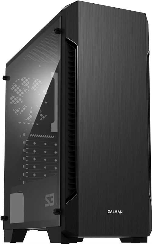 Photo 1 of  S3 - ATX Mid-Tower PC Case - Full Acrylic Side Panel - 3x Case Fan 120mm Pre-Installed, Black