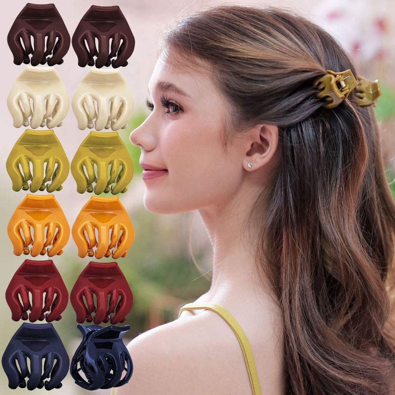 Photo 1 of 
RC ROCHE ORNAMENT 12 Pcs Womens Octopus Claws Jaw Pumpkin Hair Clips Interlocking Teeth Strong Hold No Slip French Clutcher Clamp Classic Beauty Fashion.