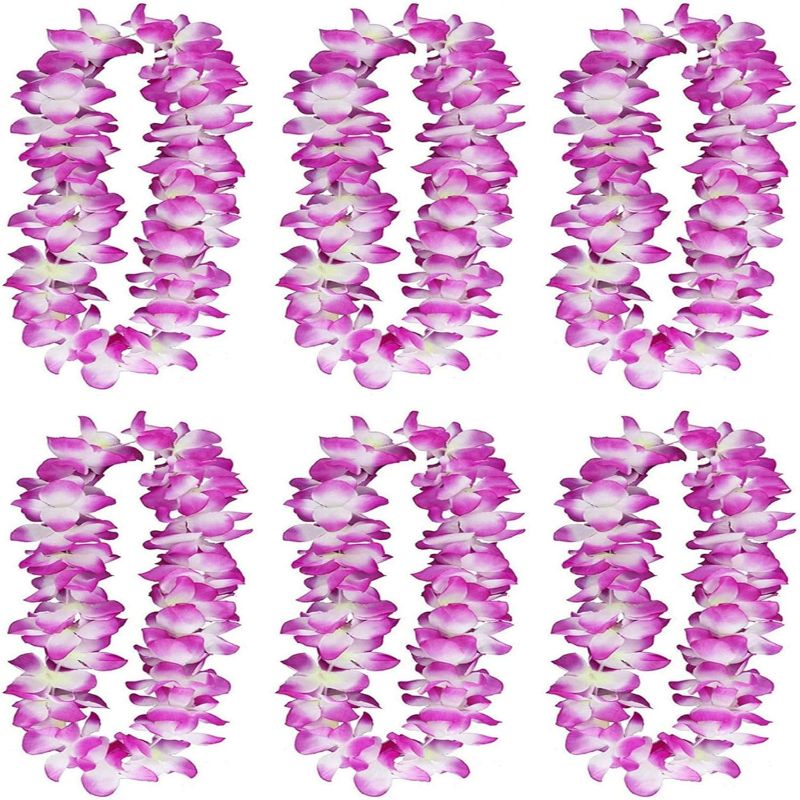 Photo 1 of  Pcs Thicken 41 Inch Purple Hawaiian Leis for Graduation Party, Dance Party, Photo Prop in Outdoors (6 Pcs)