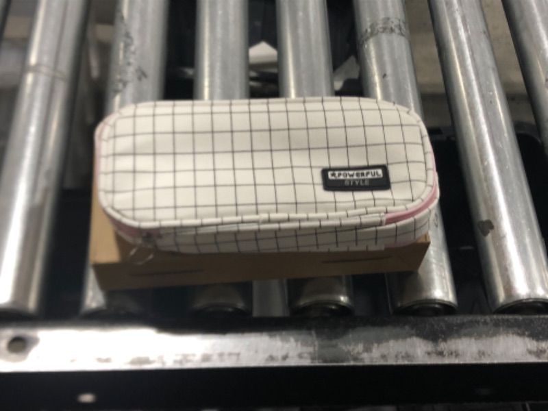 Photo 1 of *2 Pack* Toypocket Capacity Pencil Case Storage Bag Pen Pocket Zipper Canvas Storage Bag Learning Office Stationery Pencil Box?White Plaid?