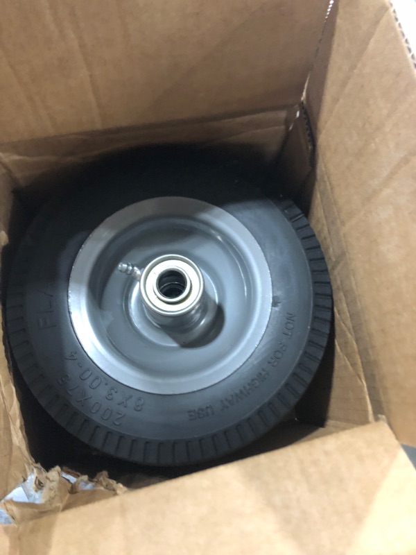 Photo 2 of (2-Pack) Insight Products 8” Wheels - 3.00-4” Flat-Free Polyurethane Tubeless Tire/Wheels for Utility Equipment - 5/8“ Axle Bore Hole - 2 1/4“ Offset Hub - Sealed Ball Bearings