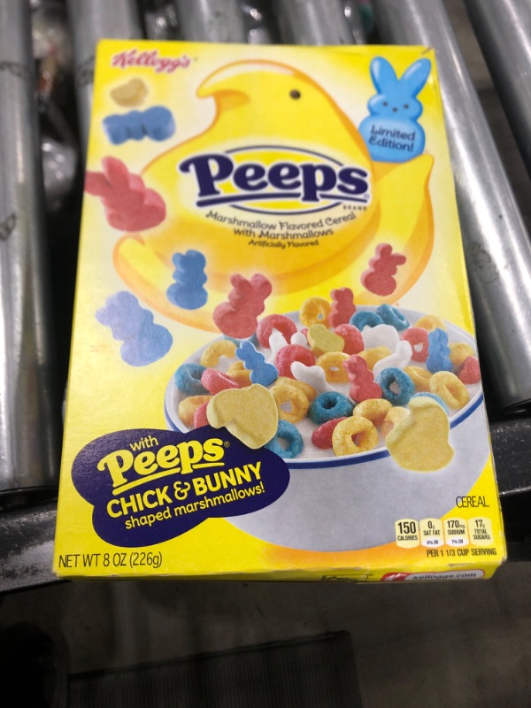 Photo 2 of Kellogg's Peeps Breakfast Cereal, 8 Vitamins and Minerals, Kids Easter Snacks, Original with Marshmallows, 8oz Box (1 Box) Best By: 12/01/2023