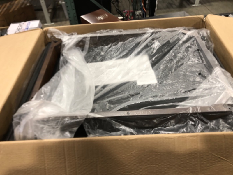 Photo 1 of SIMPLIHOME Owen 34 Inch Wide Mid Century Modern Rectangle Coffee Table Storage Ottoman in Slate Grey Linen Look Fabric, For the Living Room Slate Grey 34 inch Coffee Table Storage Ottoman