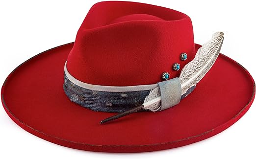 Photo 1 of Fedora Hats for Women Vintage Wide Brim Hat Western 100% Australian Wool Pencil Brim Felt Panama Hat
