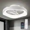 Photo 1 of 19 in. LED Indoor White Modern Low Profile Ceiling Fan with Light Small Flush Mount Ceiling Fan with Remote APP Control
