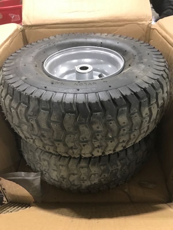 Photo 2 of  (2-Pack) 15 x 6.00-6 Tire and Wheel, 3" Centered Hub with 3/4" Bushings, Exact Replacement 15x6-6 Front Tire with Rim Assemblies for John Deere Riding Mowers and Most Lawn Tractors

