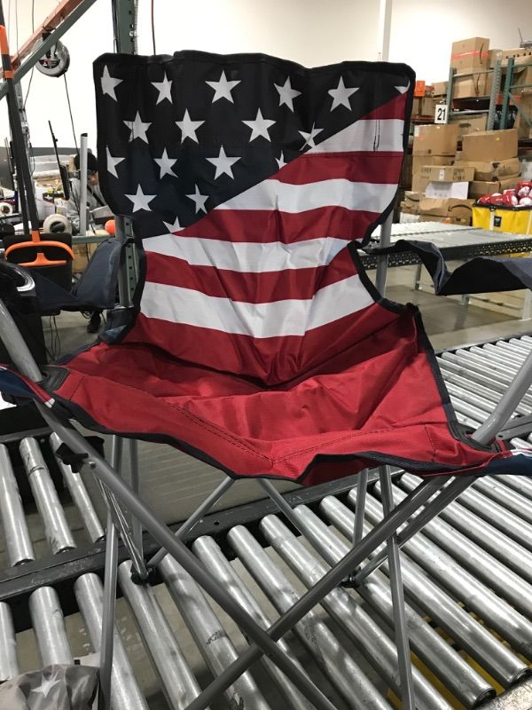 Photo 2 of  American Flag Pattern Fold-able Beach Chair, with Extra Carrying Bag, 34 x 21 x 21 Inch, Portable (1 Pack)
