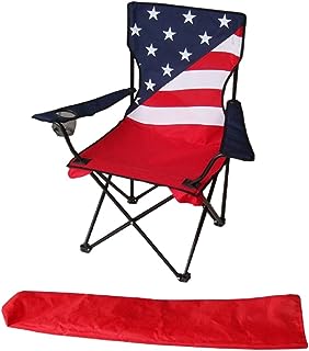 Photo 1 of  American Flag Pattern Fold-able Beach Chair, with Extra Carrying Bag, 34 x 21 x 21 Inch, Portable (1 Pack)
