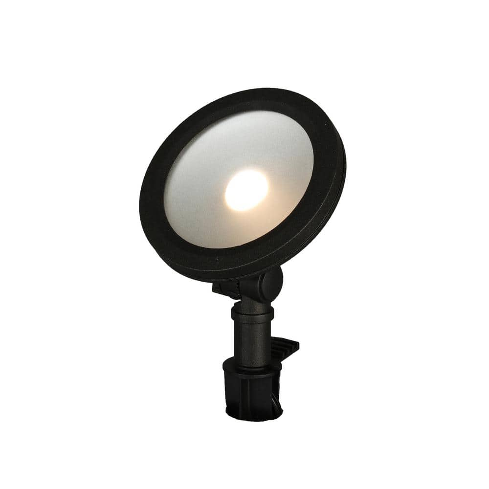 Photo 1 of Hampton Bay 9.8-Watt Black Adjustable Light Color Outdoor Integrated LED Landscape Flood Light
