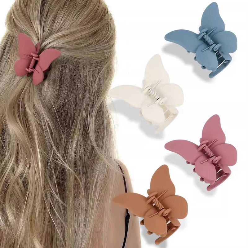 Photo 1 of Oexper 6 Pcs Assorted Colors 2.6 Inch Butterfly Claw Clips/Cute Non-slip Butterfly Hair Clips for Women Girls Thick Thin Hair with 8 Pcs Multi-color Mini Cute Butterfly Hair Clips
