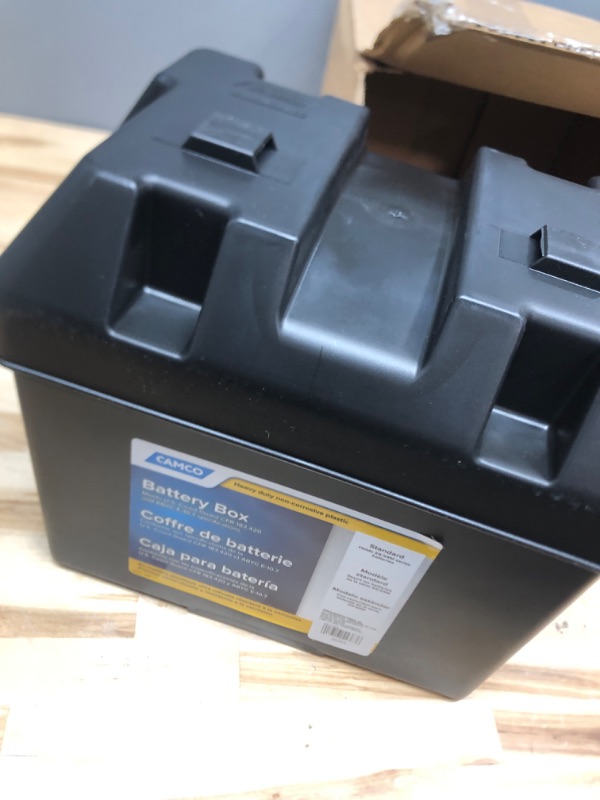 Photo 2 of Camco Heavy Duty Battery Box with Straps and Hardware - Group 24 |Safely Stores RV, Automotive, and Marine Batteries |Durable Anti-Corrosion Material | Measures 7-1/4" x 10-3/4" x 8" | (55363) Frustration Free Packaging Regular Battery Box