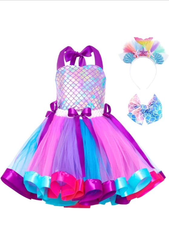 Photo 1 of Doctor Unicorn Girls Mermaid Costume Outfit Set Tutu Mermaid Dress with Headband