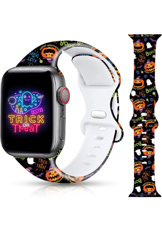 Photo 1 of Christmas Halloween Watch Band Compatible with Apple Watch Band 38mm 40mm 41mm 42mm 44mm 45mm 49mm iWatch Ultra SE Series 9 8 7 6 5 4 3 2 1, Christmas Halloween Soft Silicone Sport Replacement Strap Band for Girls