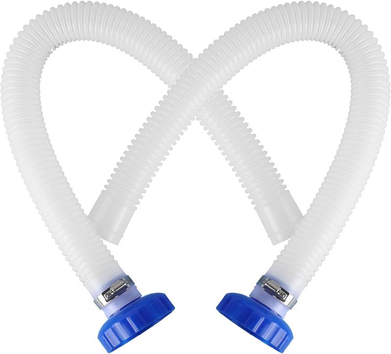 Photo 1 of (2-Pack) Skimmer Hose and Adapter B Set for Above Ground Pool Skimmers (White Hose) - Exact Replacement for Part Number 25016 - Skimmer Hose Adapter Compatible with 28000, 28335EH 28337EH 28341WA