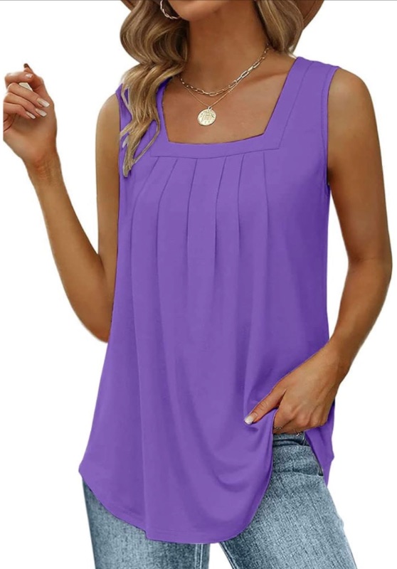 Photo 1 of Dwnval Summer Casual Square Neck Tank Tops for Women Loose Fit Tunic Blouses Shirt Plus Size