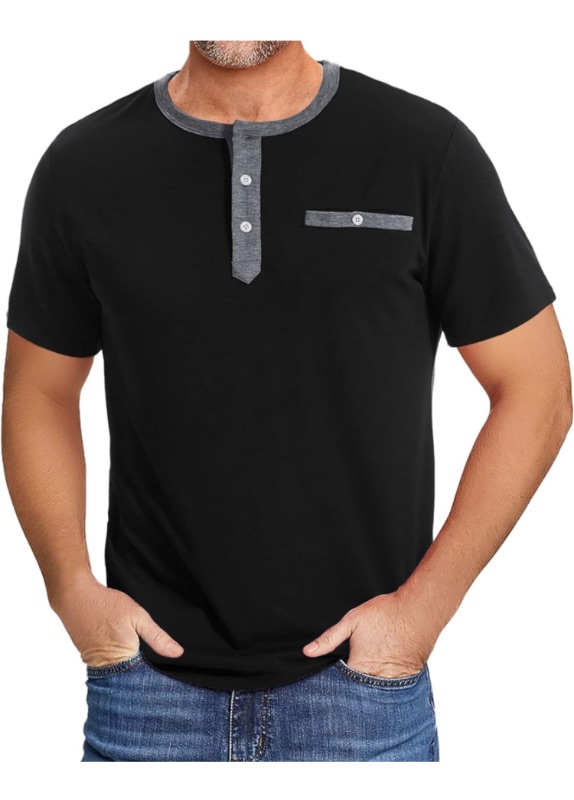 Photo 1 of GEEK LIGHTING Men's Henley Shirt Short Sleeve Cotton T Shirts Casual Neck Tee for Men