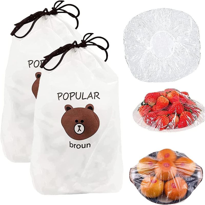 Photo 1 of * SET OF 2* 200Pcs Elastic Fresh Keeping Bags, Stretch Plastic Wrap Bowl Covers Food Storage Covers Alternative to Foil for Family Outdoor Picnic Universal Kitchen Wrap Seal Caps
