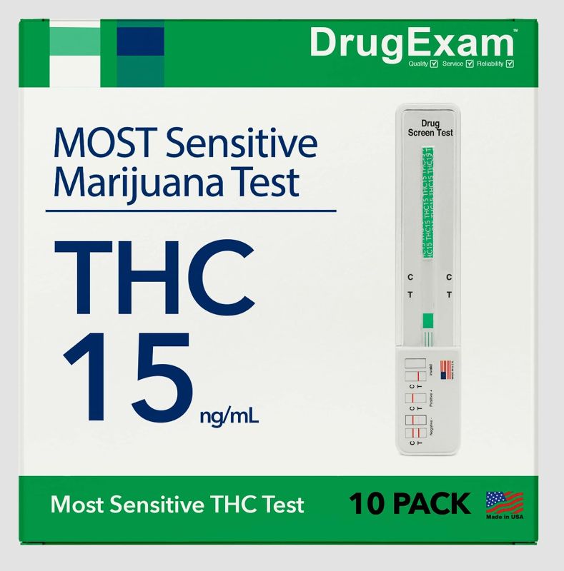 Photo 2 of 10 PACK -- DRUG EXAM MADE IN USA SENSITIVE MARIJUANA THC 15NG /ML SINGLE PANEL DRUG TEST KIT  