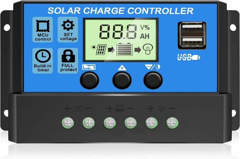 Photo 1 of [Upgraded] 30A Solar Charge Controller, 12V/ 24V Solar Panel Regulator with Adjustable LCD Display Dual USB Port Timer Setting PWM Auto Parameter