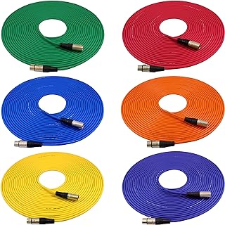 Photo 2 of GLS Audio 50ft Mic Cable Cords - XLR Male to XLR Female Colored Cables - 50' Balanced Mike Cord - 6 PACK