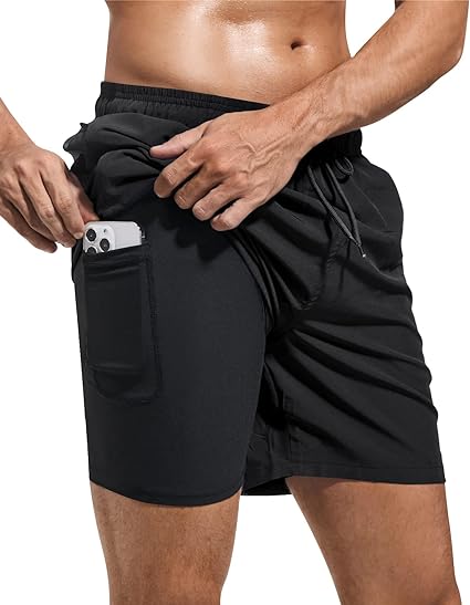 Photo 1 of Domee Men Swim Trunks with Compression Liner Bathing Suits Summer Shorts Sports
