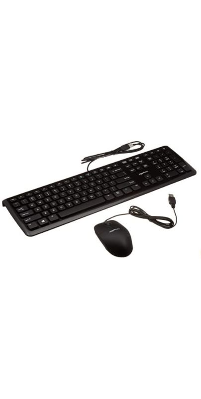 Photo 1 of AmazonBasics USB Wired Computer Keyboard and Wired Mouse Bundle Pack Bundle 