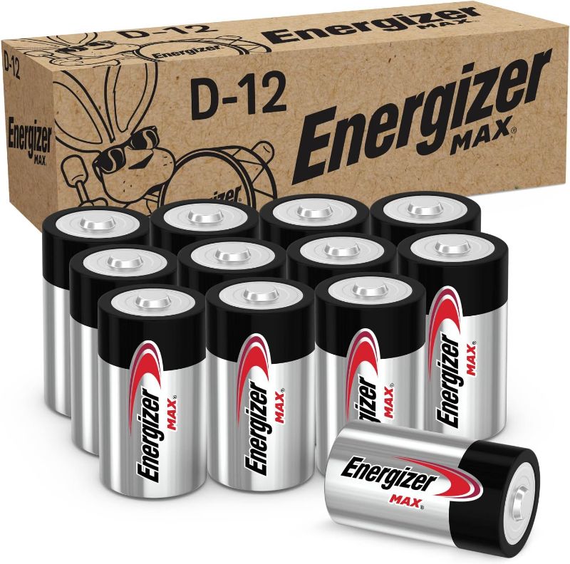 Photo 1 of Energizer D Batteries, D Cell Long-Lasting Alkaline Power Batteries (12 Pack)
