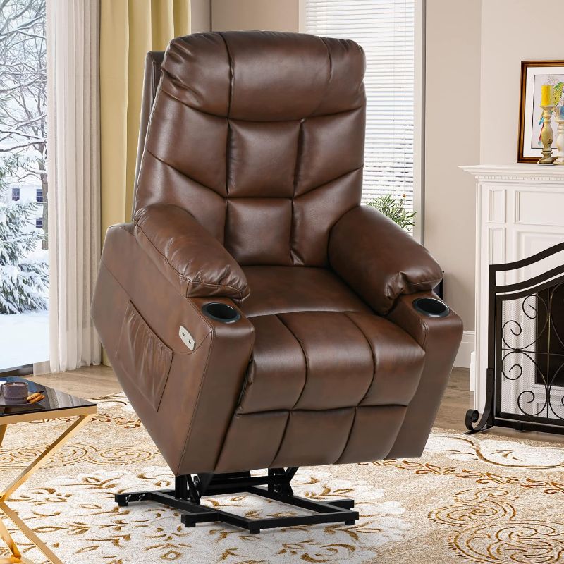 Photo 1 of ***PARTS ONLY*** YITAHOME Electric Power Lift Recliner Chair for Elderly, Leather Recliner Chair with Massage and Heat, Spacious Seat, USB Ports, Cup Holders, Side Pockets, Remote Control (Brown)
