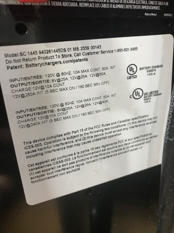 Photo 1 of Schumacher SC1445 250/50/25/10 Amp Manual Wheel Charger with Engine Star