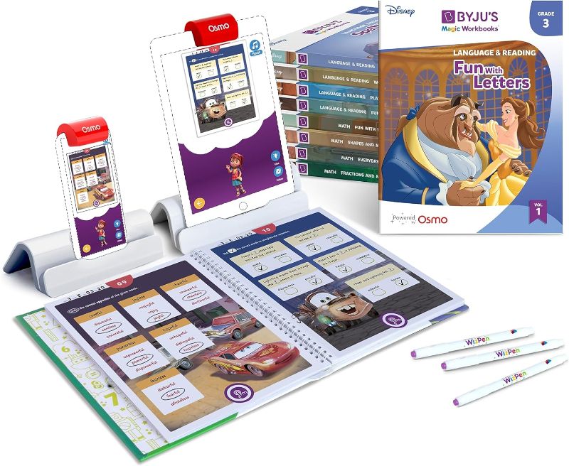 Photo 1 of BYJU'S Magic Workbooks: Disney, 3rd Grade Premium Kit & Tangram Bundle-Ages 7-9-Featuring Disney & Pixar Characters-Comprehension, Fractions, Puzzles