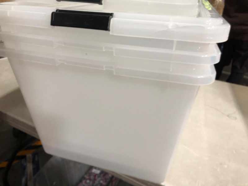 Photo 4 of *MAJOR DAMAGE*
IRIS USA 91 Qt. Plastic Storage Container Bin with Secure Lid and Latching Buckles - 4 Pack