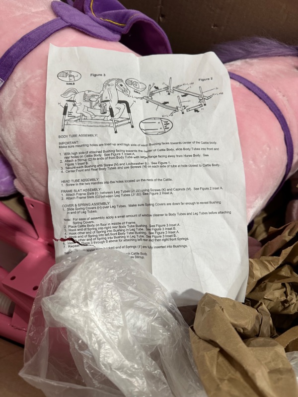 Photo 2 of **PARTS ONLY-SEE COMMENTS** Qaba Kids Rocking Horse Plush Ride On Toy Toddler Rocker for Boys Girls Gifts with Realistic Sounds, Pink