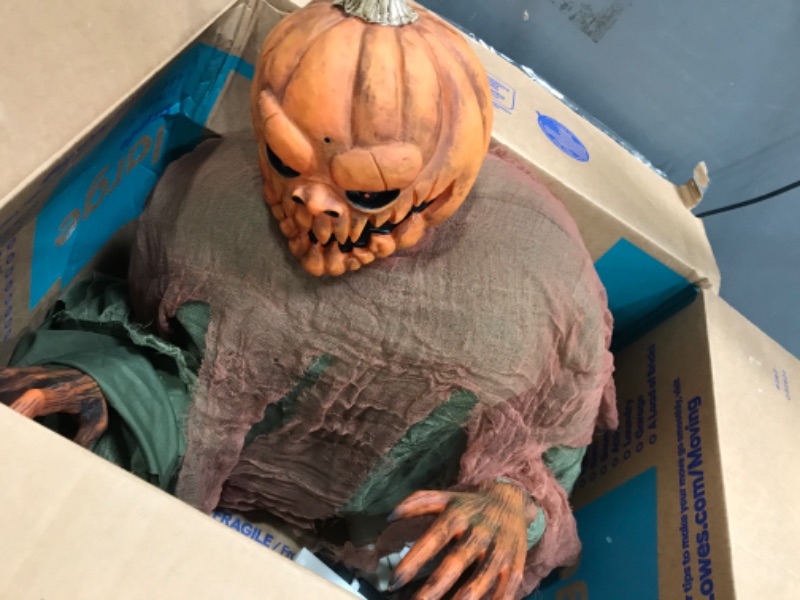 Photo 2 of ***SEE NOTES***Haunted Hill Farm Motion-Activated Jack O' Lunger by Tekky, Lunging Scare Prop Animatronic for Indoor or Covered Outdoor Creepy Halloween Decoration, Plug-in or Battery Operated