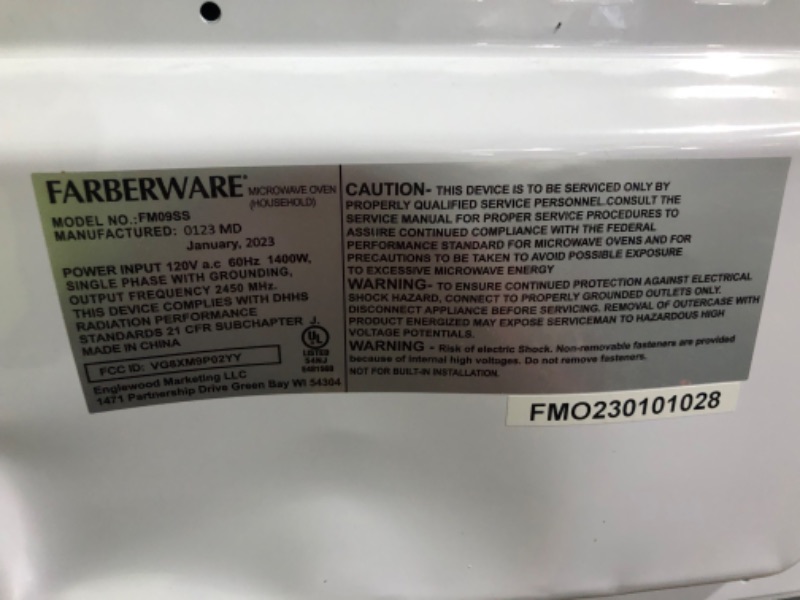 Photo 8 of *PARTS ONLY* *SEE NOTES* Farberware Countertop Microwave Oven 1.1 Cu. Ft. 1000-Watts 