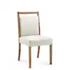 Photo 1 of Almond Oak/Beige Upholstered Wood Edge Dining Chair (Set of 2)
