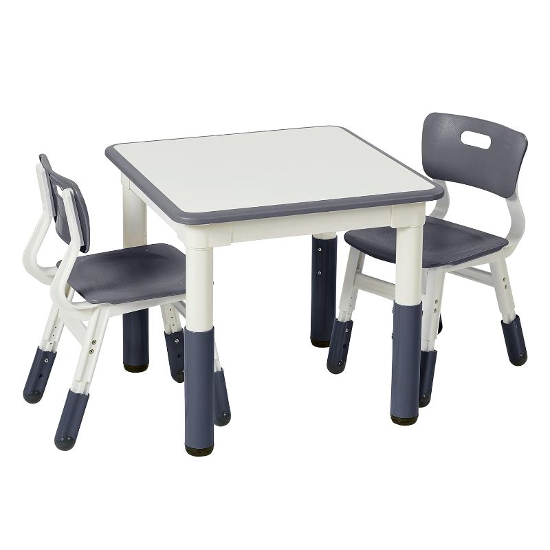 Photo 1 of ***SEE NOTE*** ECR4Kids Square Dry-Erase Activity 2 Adjustable Height Table and Chairs, Grey