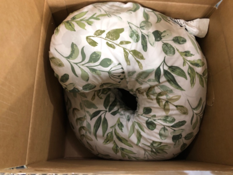 Photo 2 of Boppy Nursing Pillow Original Support, Green Foliage, Ergonomic Nursing Essentials for Bottle and Breastfeeding, Firm Fiber Fill, with Removable Nursing Pillow Cover, Machine Washable