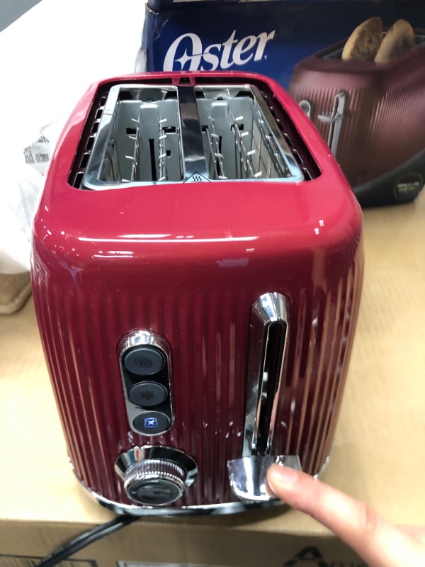 Photo 2 of Oster® Retro 2-Slice Toaster with Quick-Check Lever, Extra-Wide Slots, Impressions Collection, Red 2-Slice Red