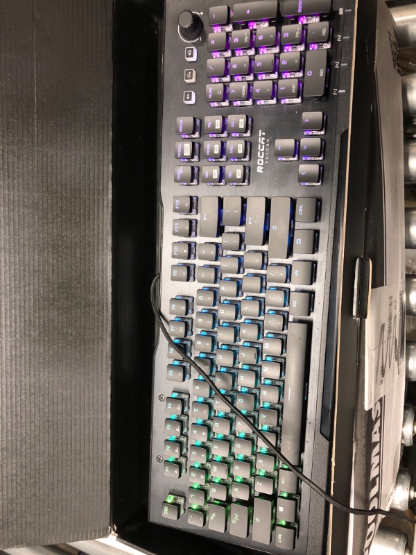 Photo 2 of ROCCAT Vulcan Pro Tactile Optical PC Gaming Keyboard, Titan Switch Full Size, with Per-key AIMO RGB Lighting, Anodized Aluminum Top Plate and Detachable Palm/Wrist Rest, Low Profile, Black