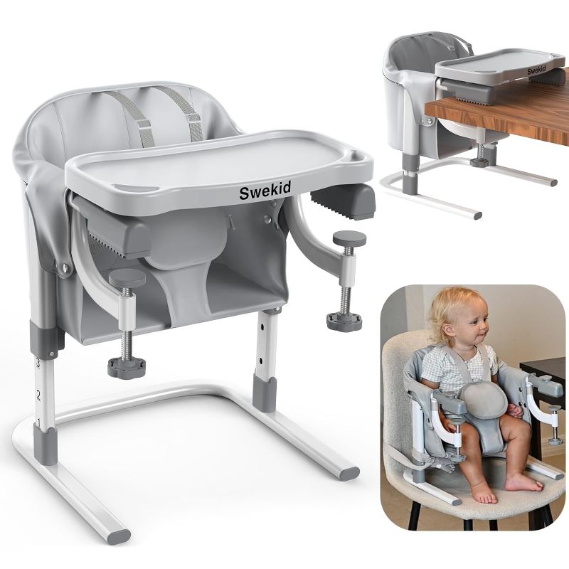 Photo 1 of 
Swekid 3-in-1 Portable High Chair for Babies & Toddlers, Baby Hook Clip on Fast Table Chair w/PU Leather, Adjustable Height, Kids Booster Seat with Tray...
Color:LIGHT GRAY