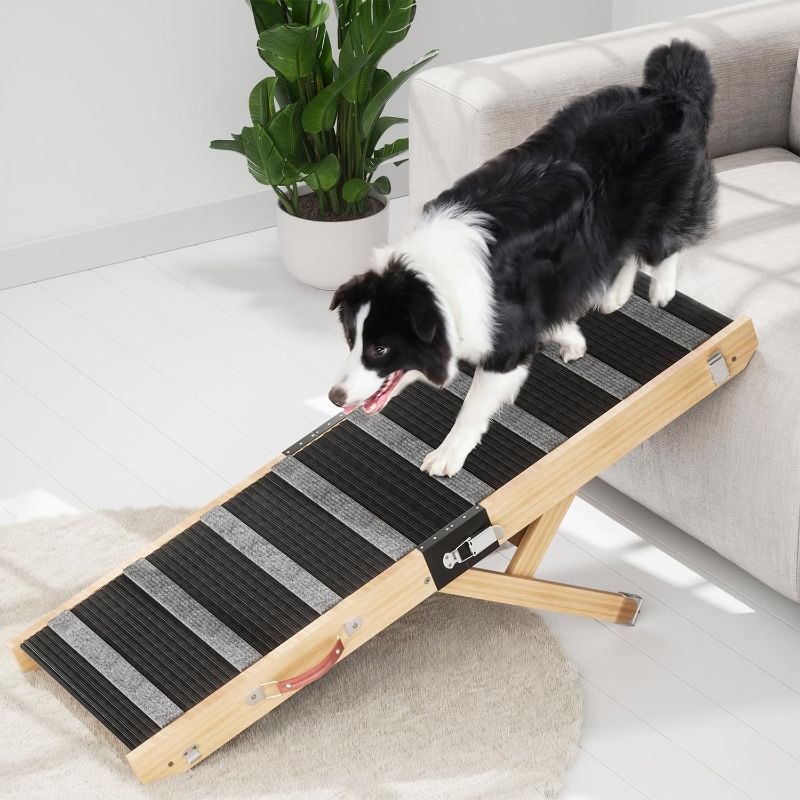 Photo 1 of 
Wooden Adjustable Dog Ramp 47", Portable Pet Ramps for Cats, Double Color Non Slip Carpet Surface Stair for Bed Couch Car, Hold 100Ibs. 5 Adjustable...
Size:47"