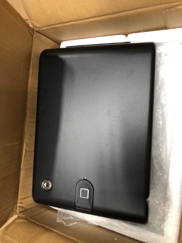 Photo 1 of Domenow Biometric Fingerprint Gun Safe, Gun Lock Box for Handguns and Valuables - Includes 2 Keys and Steel Security Cable - an Ideal Handgun Safe for Nightstand, Home, Desk and Car