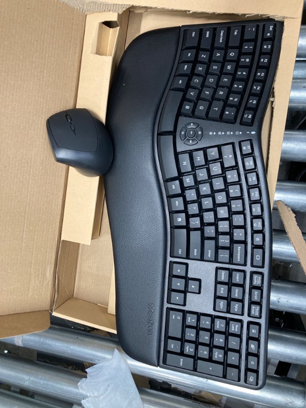 Photo 2 of MEETION Ergonomic Wireless Keyboard and Mouse, Ergo Keyboard with Vertical Mouse, Split Keyboard with Cushioned Wrist, Palm Rest, Natural Typing, Rechargeable, Full Size, Windows/Mac/Computer/Laptop