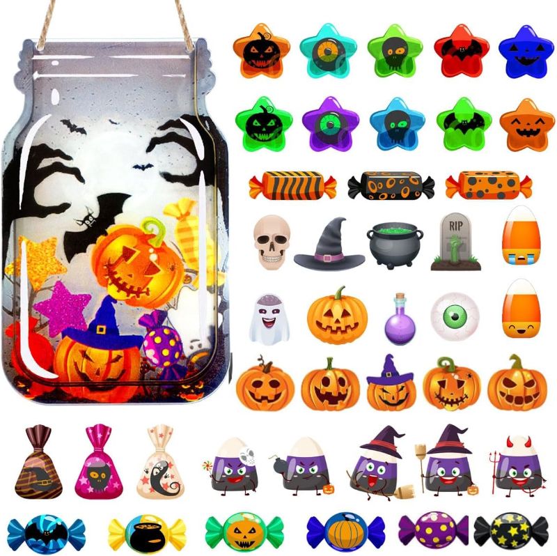 Photo 2 of *2PACK* Halloween Reward Jar with 43 Pcs Acrylic Reward Toys for Kids Positive Behavior Chart for Classroom Decor,Halloween Party Favor (Halloween)