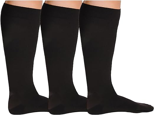 Photo 1 of EUFANCE 3 Pairs of Large Compression Socks for Women Men 20-30mmHg Breathable Plus Size Compression Socks Reduce Muscle Damage and Pain of Extra Wide Compression Socks(4XL,Black
