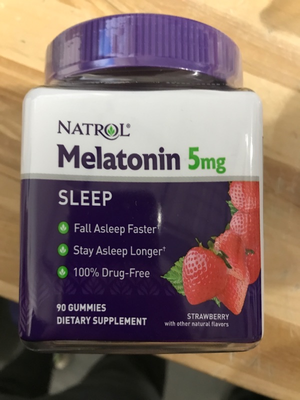 Photo 2 of best by 12/2023*** Melatonin 5mg, Dietary Supplement for Restful Sleep, 90 Strawberry-Flavored Gummies, 45 Day Supply 90 Count (Pack of 1)